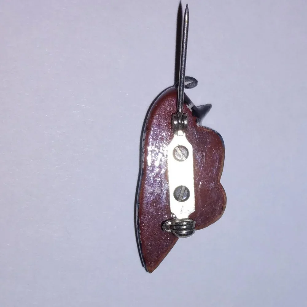 Vintage Takahashi‑Style Hand‑Carved Wood Quail Brooch | Miniature Woodland Bird